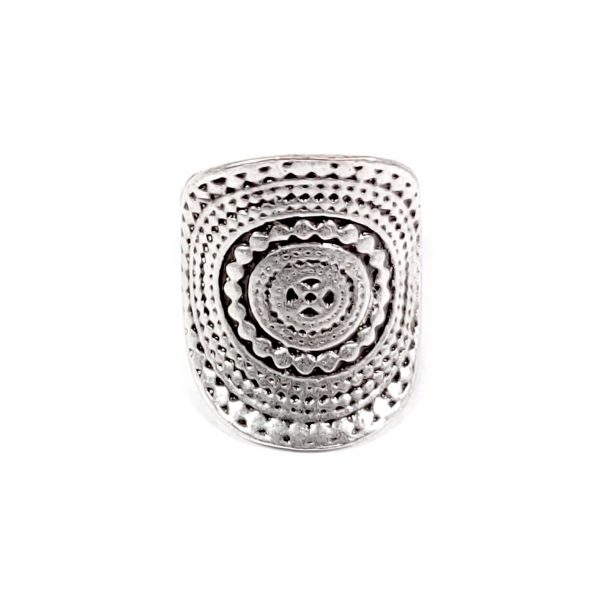 Hand Made Brass Adjustable Ring Plated in 925 Silver - SKU# ZRC-021