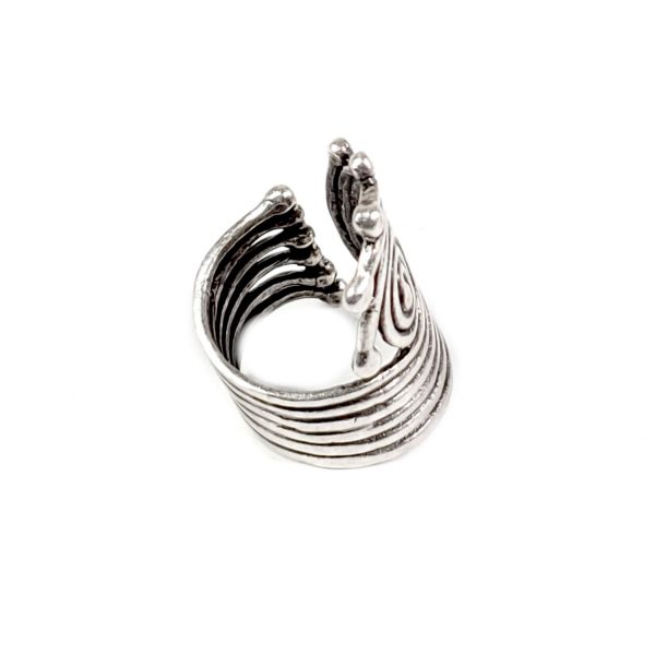 Hand Made Brass Adjustable Ring Plated in 925 Silver - SKU# ZRC-026 - Image 2