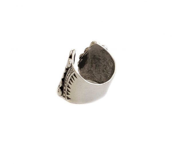 Hand Made Brass Adjustable Ring Plated in 925 Silver - SKU# ZRC-027 - Image 2
