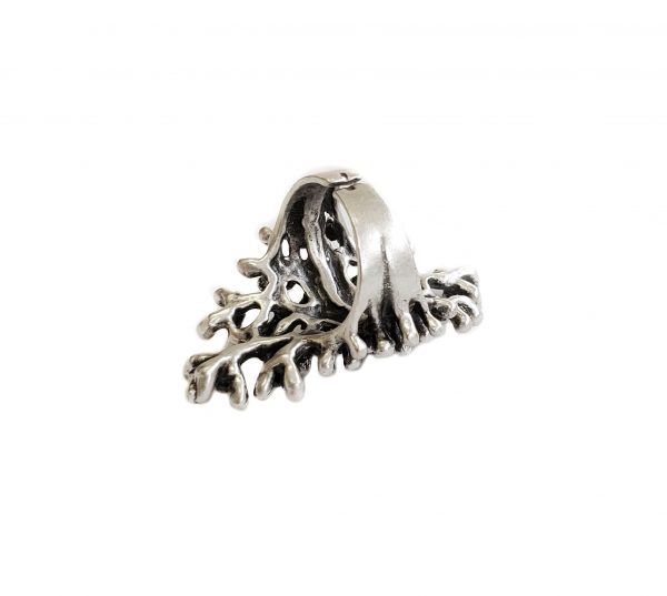 Hand Made Brass Adjustable Ring Plated in 925 Silver - SKU# ZRC-032 - Image 2