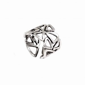 Hand Made Brass Adjustable Ring Plated in 925 Silver - SKU# ZRC-035