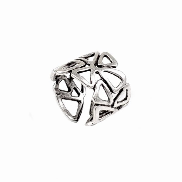 Hand Made Brass Adjustable Ring Plated in 925 Silver - SKU# ZRC-035