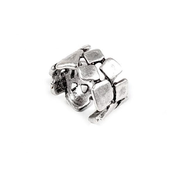 Hand Made Brass Adjustable Ring Plated in 925 Silver - SKU# ZRC-036 - Image 2
