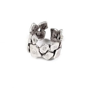 Hand Made Brass Adjustable Ring Plated in 925 Silver - SKU# ZRC-036