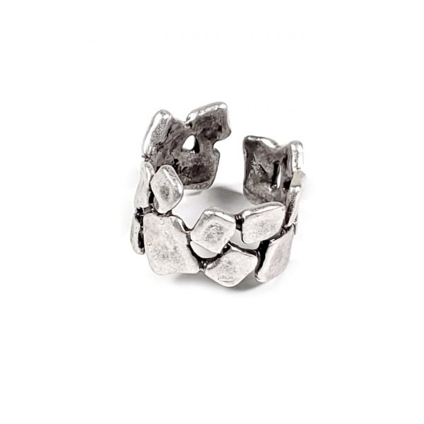 Hand Made Brass Adjustable Ring Plated in 925 Silver - SKU# ZRC-036