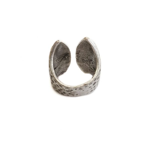 Hand Made Brass Adjustable Ring Plated in 925 Silver - SKU# ZRC-044 - Image 2