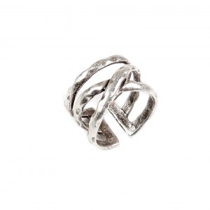 Hand Made Brass Adjustable Ring Plated in 925 Silver - SKU# ZRC-049