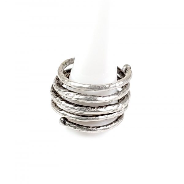Hand Made Brass Adjustable Ring Plated in 925 Silver - SKU# ZRC-051 - Image 2