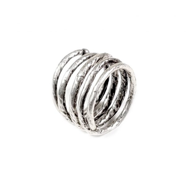 Hand Made Brass Adjustable Ring Plated in 925 Silver - SKU# ZRC-051