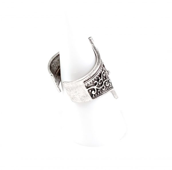 Hand Made Brass Adjustable Ring Plated in 925 Silver - SKU# ZRC-074 - Image 2
