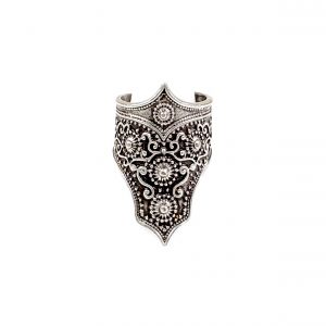 Hand Made Brass Adjustable Ring Plated in 925 Silver - SKU# ZRC-074