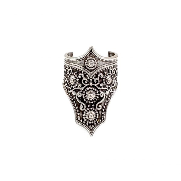 Hand Made Brass Adjustable Ring Plated in 925 Silver - SKU# ZRC-074
