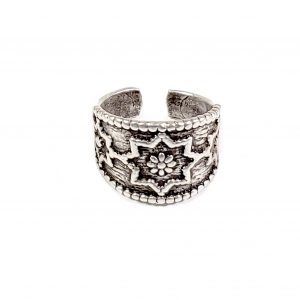 Hand Made Brass Adjustable Ring Plated in 925 Silver - SKU# ZRC-122