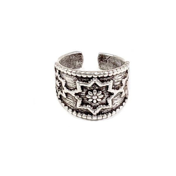 Hand Made Brass Adjustable Ring Plated in 925 Silver - SKU# ZRC-122