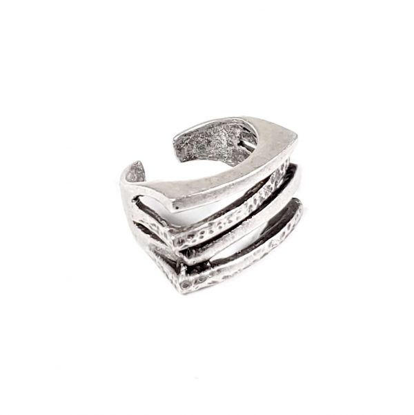 Hand Made Brass Adjustable Ring Plated in 925 Silver - SKU# ZRC-131 - Image 2