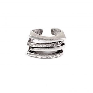 Hand Made Brass Adjustable Ring Plated in 925 Silver - SKU# ZRC-131