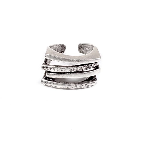 Hand Made Brass Adjustable Ring Plated in 925 Silver - SKU# ZRC-131