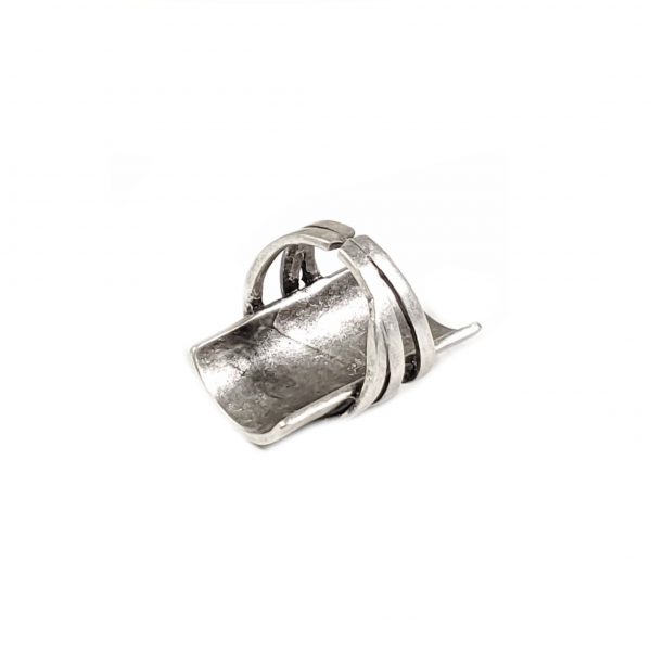 Hand Made Brass Adjustable Ring Plated in 925 Silver - SKU# ZRC-149 - Image 2