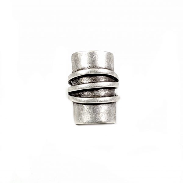 Hand Made Brass Adjustable Ring Plated in 925 Silver - SKU# ZRC-149