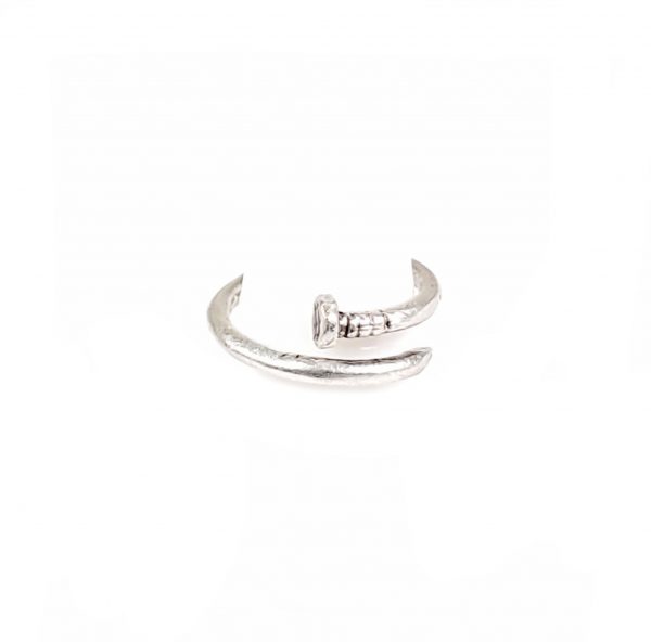 Hand Made Brass Adjustable Ring Plated in 925 Silver - SKU# ZRC-205 - Image 2