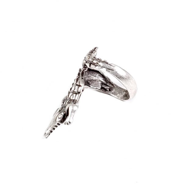 Hand Made Brass Adjustable Ring Plated in 925 Silver - SKU# ZRC-211 - Image 2