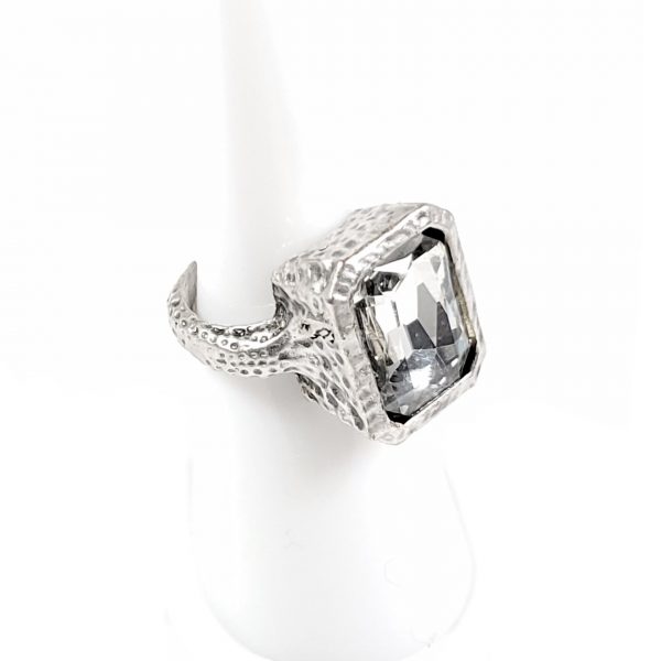 Hand Made Brass Adjustable Ring Plated in 925 Silver - SKU# ZRC-304 - Image 2