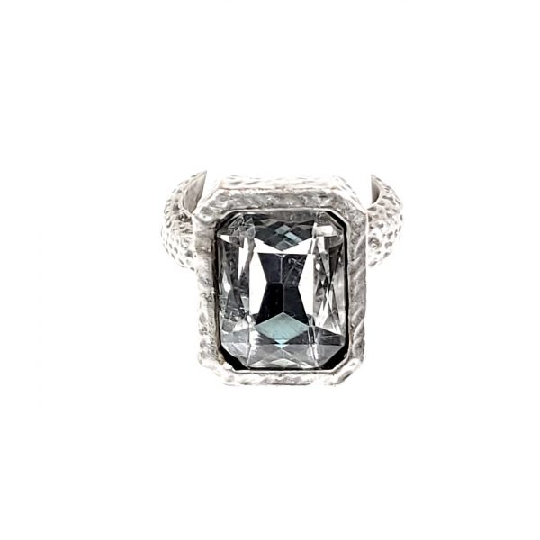 Hand Made Brass Adjustable Ring Plated in 925 Silver - SKU# ZRC-304