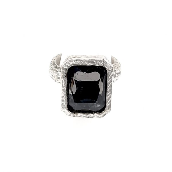Hand Made Brass Adjustable Ring Plated in 925 Silver - SKU# ZRC-304G - Image 2