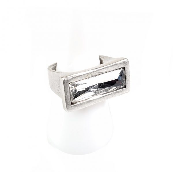 Hand Made Brass Adjustable Ring Plated in 925 Silver - SKU# ZRC-306 - Image 2