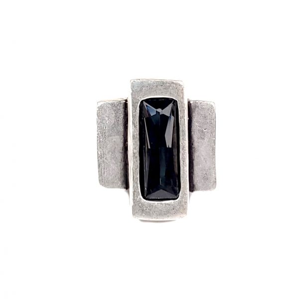 Hand Made Brass Adjustable Ring Plated in 925 Silver - SKU# ZRC-307G - Image 2