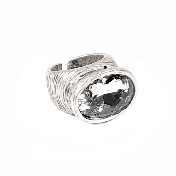 Hand Made Brass Adjustable Ring Plated in 925 Silver - SKU# ZRC-308