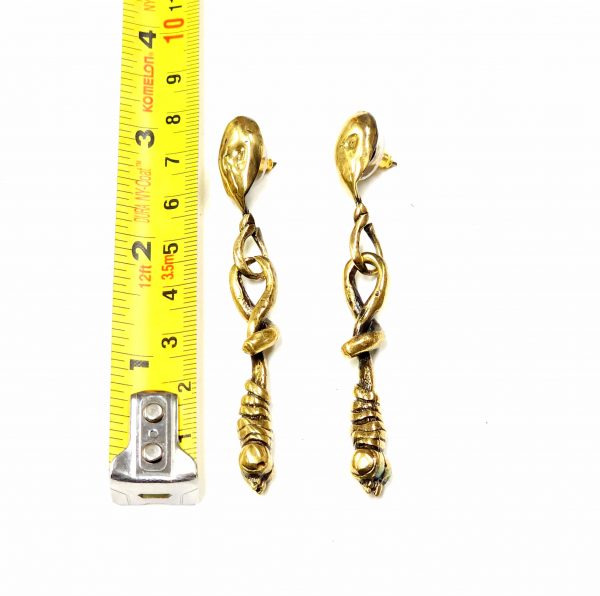 Hand Made Brass Earrings - SKU# BRN-4009 - Image 2