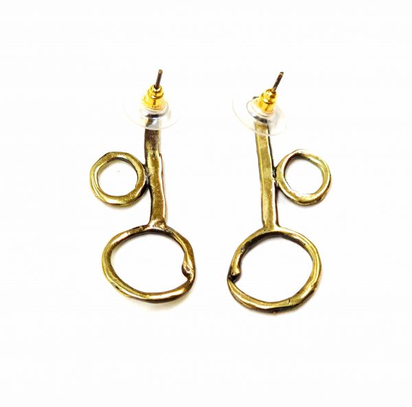 Hand Made Brass Earrings - SKU# BRN-4027 - Image 3