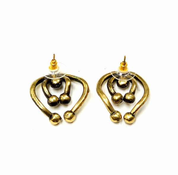 Hand Made Brass Earrings - SKU# BRN-4038 - Image 3