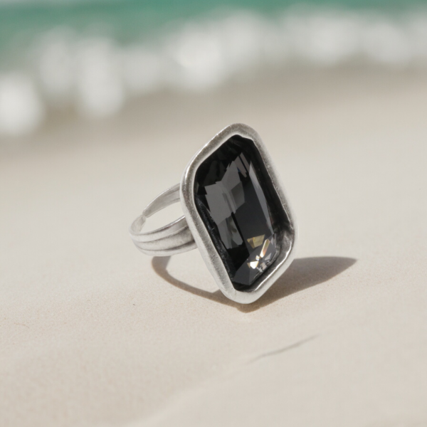 Hand Made Brass Ring plated in 925 Silver - SKU# 4463-17G - Image 3