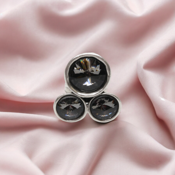 Hand Made Brass Ring plated in 925 Silver - SKU# 4464-17G - Image 2