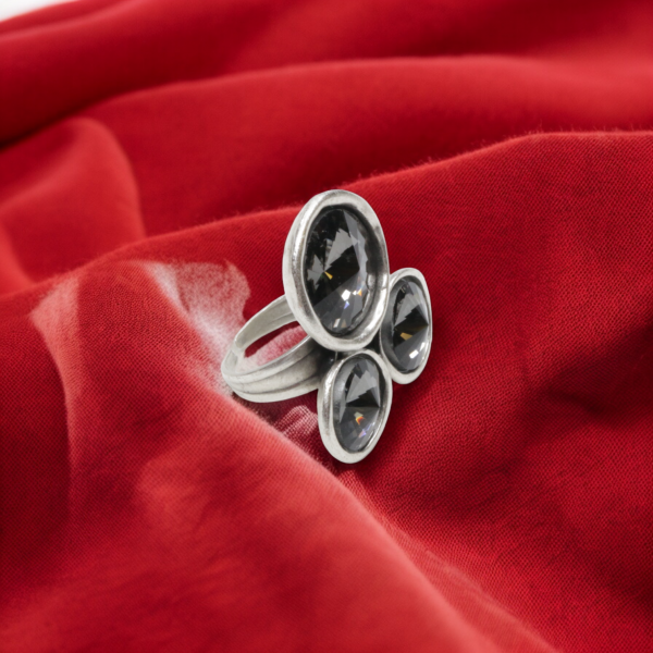 Hand Made Brass Ring plated in 925 Silver - SKU# 4464-17G - Image 3
