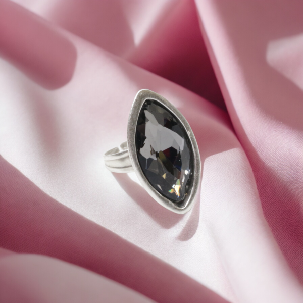 Hand Made Brass Ring plated in 925 Silver - SKU# 4469-17G - Image 2