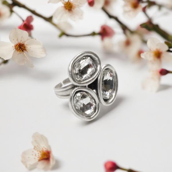 Hand Made Brass Ring plated in 925 Silver - SKU# 4470- - Image 2