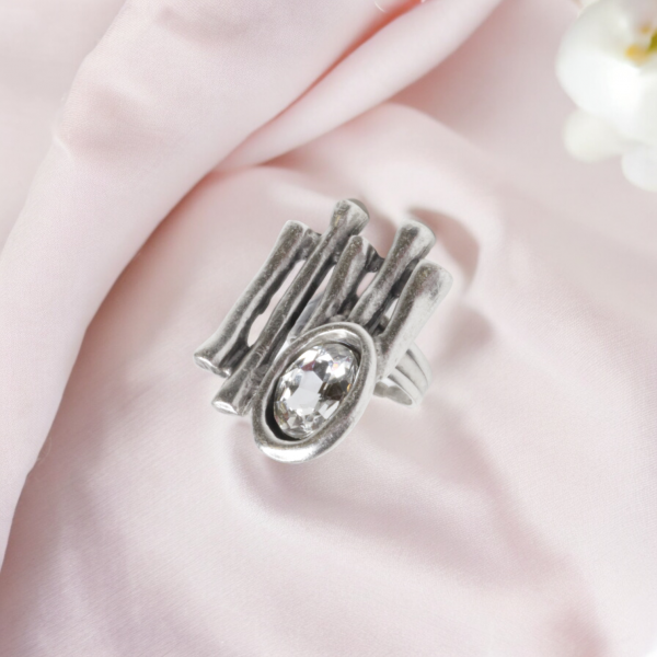 Hand Made Brass Ring plated in 925 Silver - SKU# 4472- - Image 2