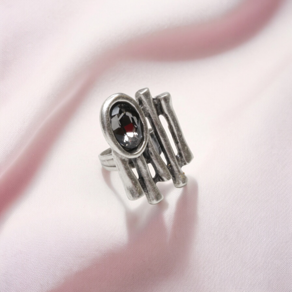Hand Made Brass Ring plated in 925 Silver - SKU# 4472-17G - Image 2