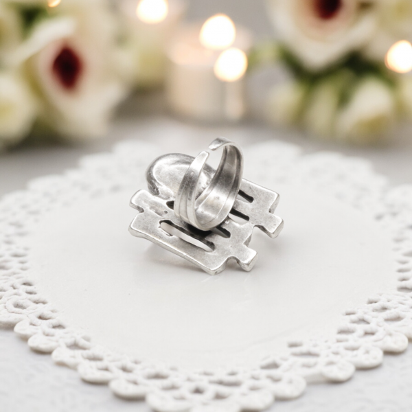 Hand Made Brass Ring plated in 925 Silver - SKU# 4472-17G - Image 4
