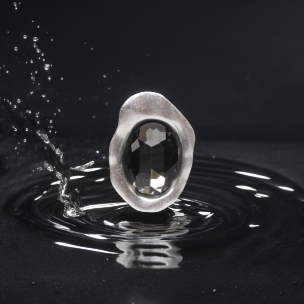 Hand Made Brass Ring plated in 925 Silver - SKU# 4473-17G - Image 2