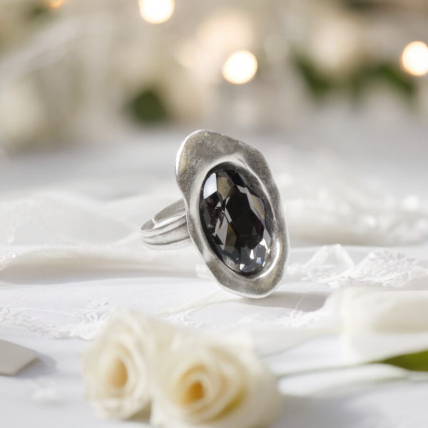 Hand Made Brass Ring plated in 925 Silver - SKU# 4473-17G - Image 3