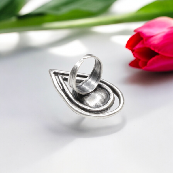 Hand Made Brass Ring plated in 925 Silver - SKU# 4474- - Image 4