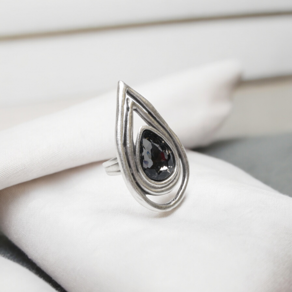 Hand Made Brass Ring plated in 925 Silver - SKU# 4479-17G - Image 2