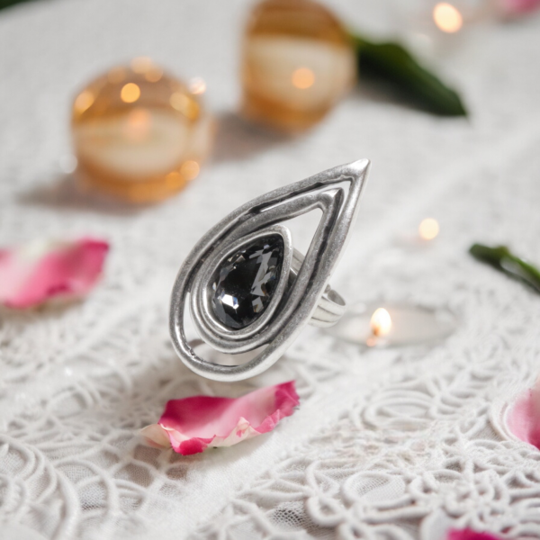 Hand Made Brass Ring plated in 925 Silver - SKU# 4479-17G - Image 3
