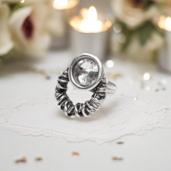 Hand Made Brass Ring plated in 925 Silver - SKU# 4487- - Image 3
