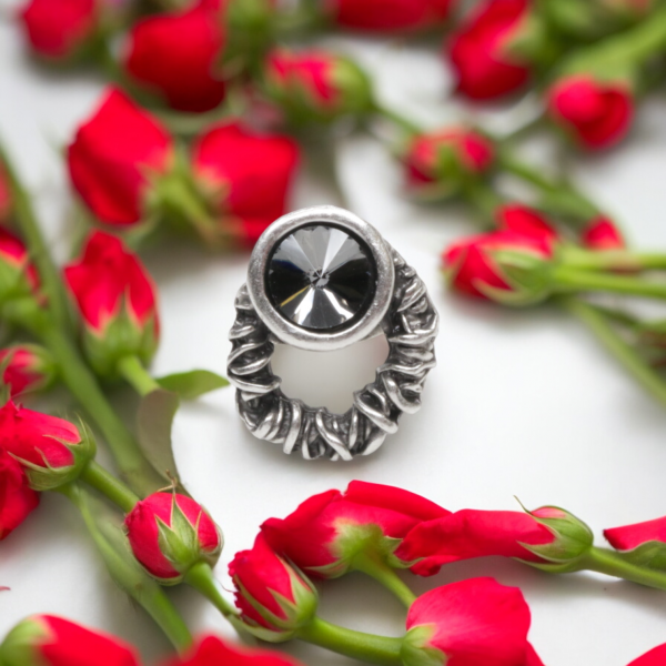 Hand Made Brass Ring plated in 925 Silver - SKU# 4487-17G - Image 2