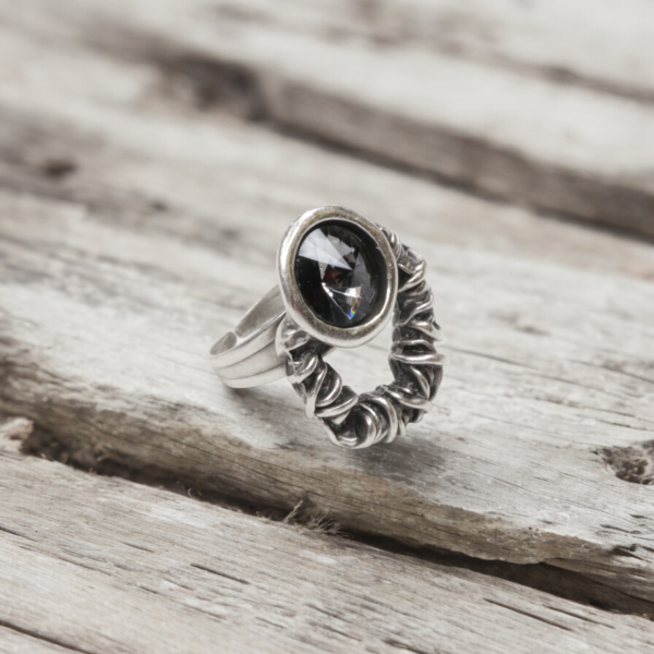 Hand Made Brass Ring plated in 925 Silver - SKU# 4487-17G - Image 3